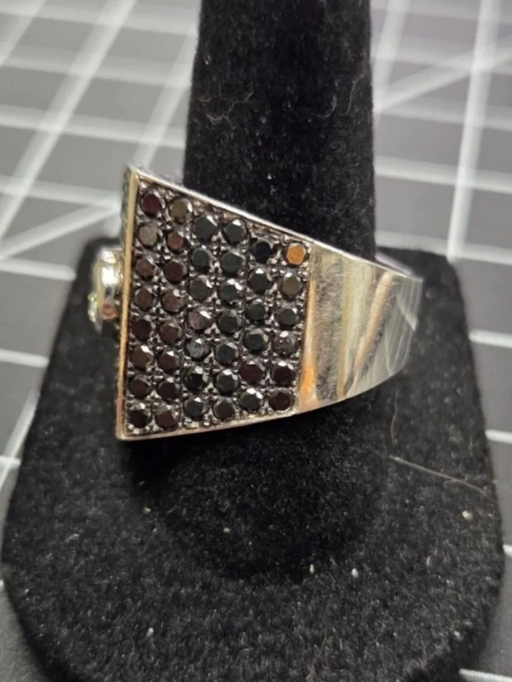✨ Steve Soffa 14K Gold Black & White Diamond Men's Ring 💎 Size 8.5 14.79 DWT